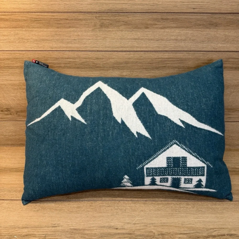 David Fussenegger Alpine Chalet Mountain Winter Cabin Decorative Throw Pillow